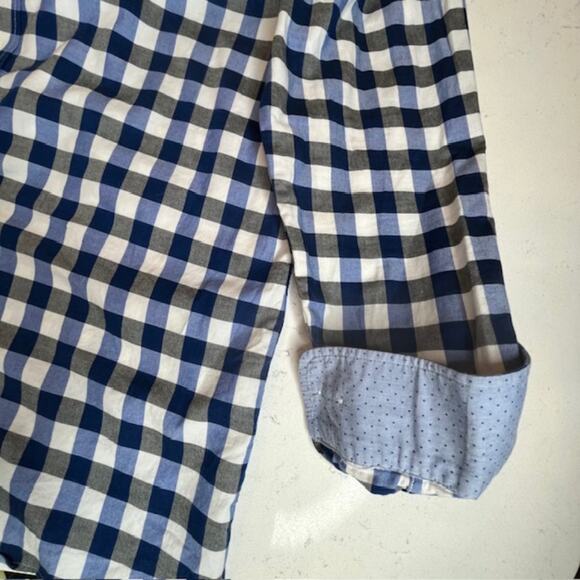 Tommy Hilfiger Sz 17/34-35 Slim Fit Long Sleeve Blue Checked Dress Shirt - Picture 5 of 10